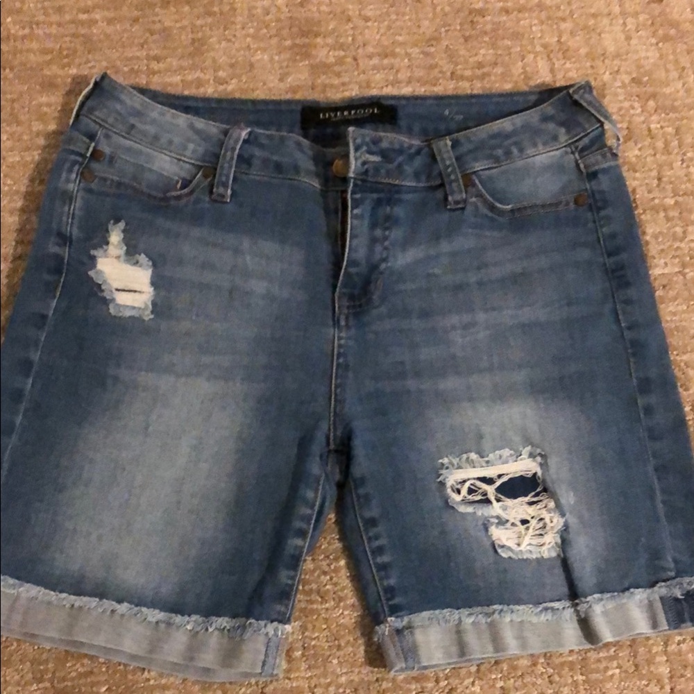 Liverpool Jeans Company Blue Jean Shorts with Signature Stitching